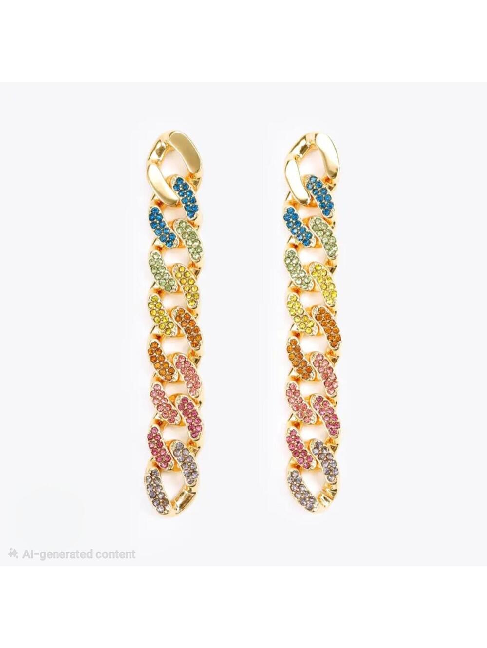 Kurt Geiger London Rainbow Chain Link Drop Earrings - Picture 2 of 4